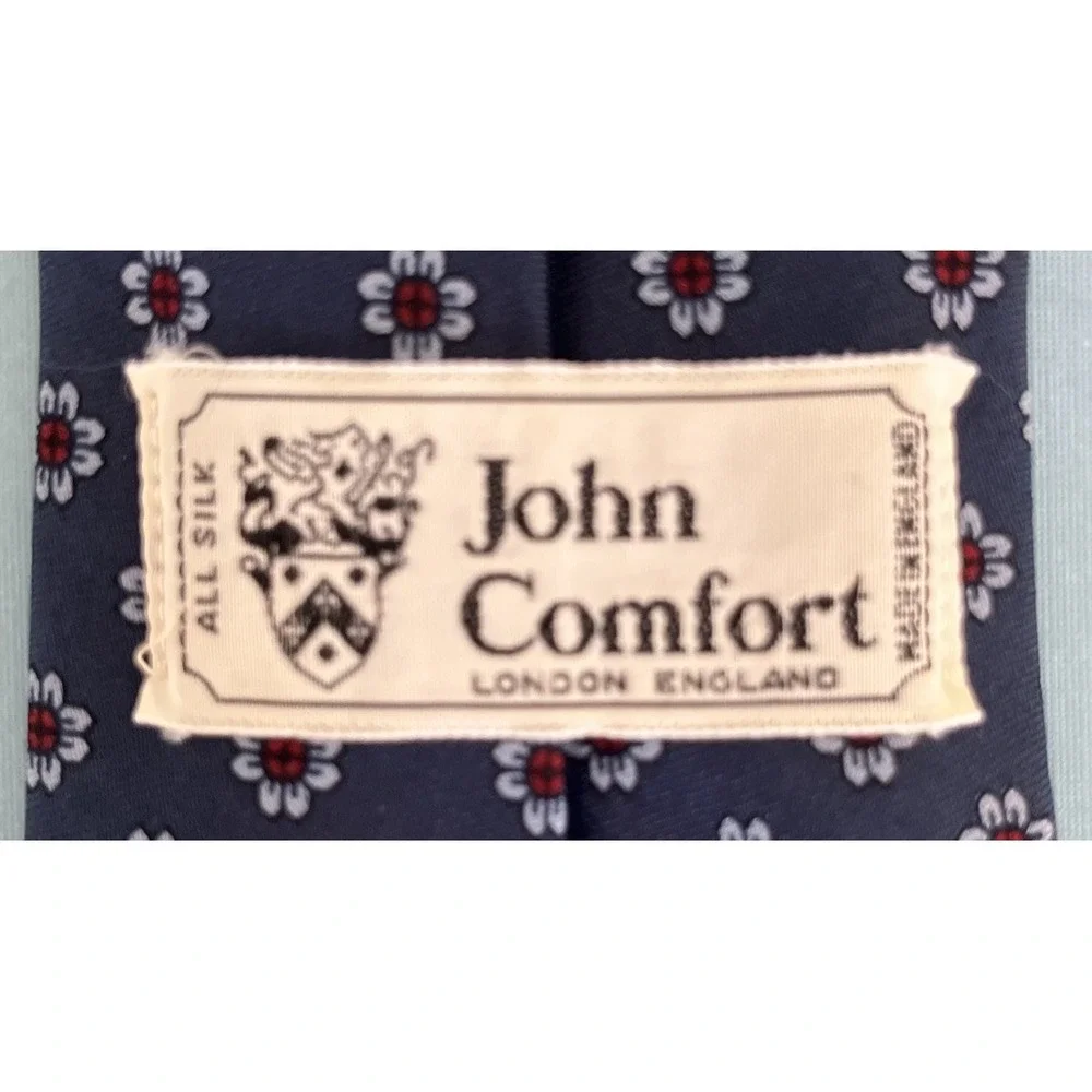 Vintage Harrods Silk Tie Made in England by John Comfort Gray Floral Medallion